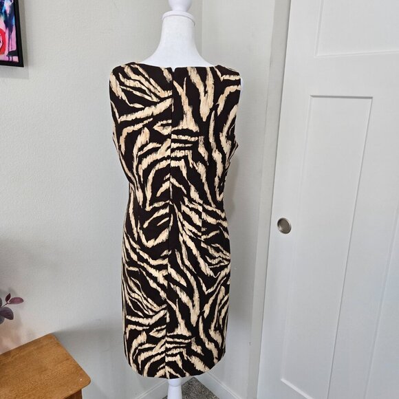Nordstrom Connection Apparel Animal Print Sleeveless Shift Dress Sz 10 - Picture 5 of 10